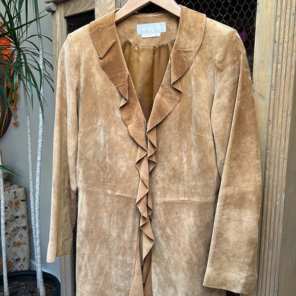 Vintage Margaret Godfrey Ruffled Leather Long Jacket - Picture 2 of 12